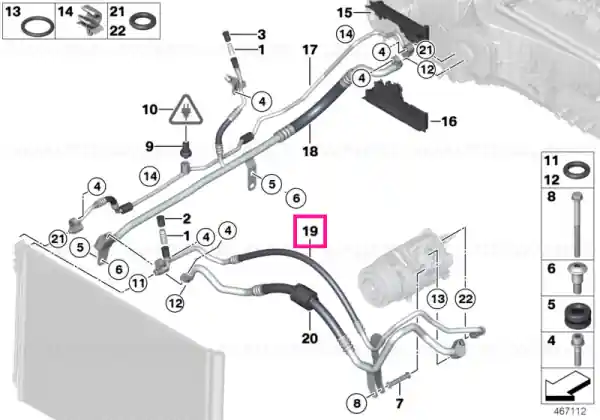 Reducere Furtun presiune asamblat R1234YF - BMW