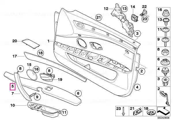 Retur gratuit Armrest, right SCHWARZ - BMW