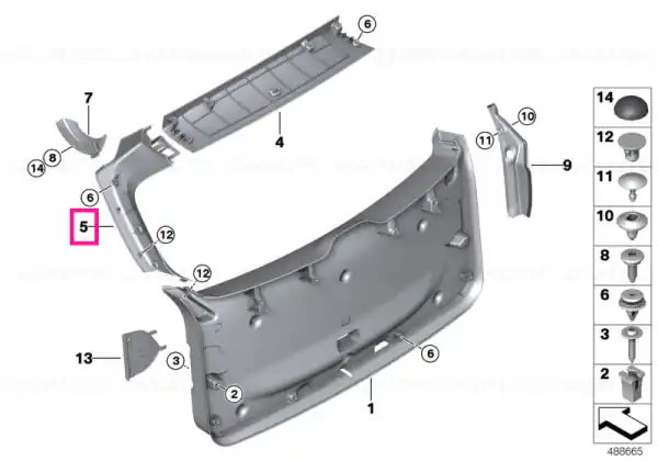 Retur gratuit Panou ornament portbagaj interior dreapta ELFENBEINWEISS - BMW