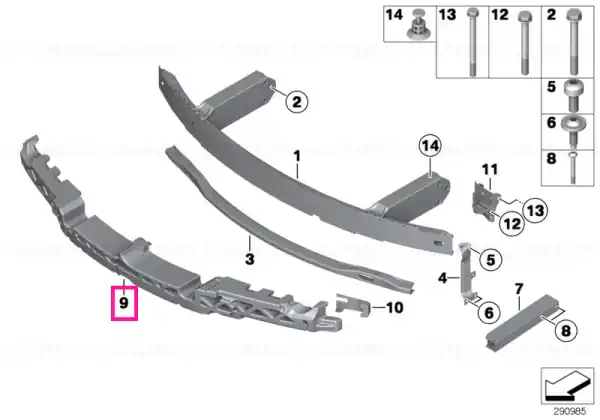 Impact absorber, top - BMW Noutate