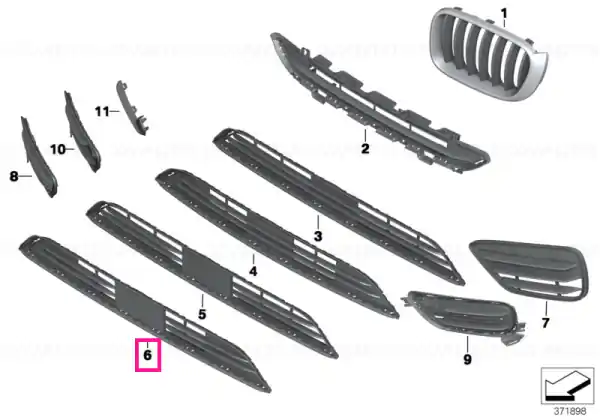 Grille, middle bottom, partially closed ACC - BMW Promoție