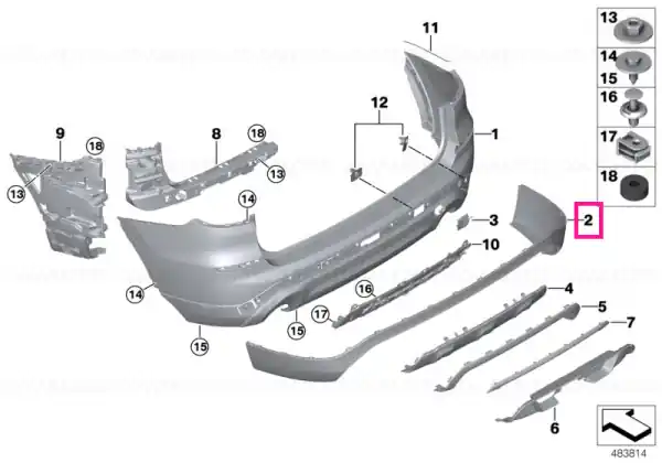Panel for bumper, rear - BMW Retur gratuit