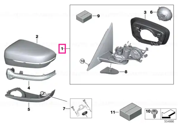 Preț redus heated outside mirror, left - BMW