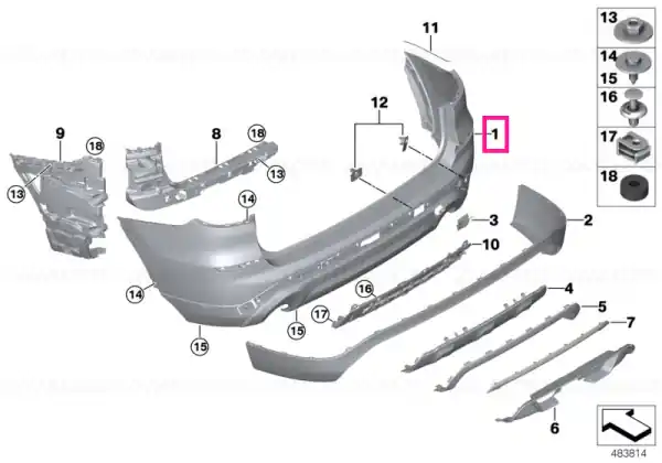 Nu rata Panel, bumper, primed, rear LUXURY LINE - BMW